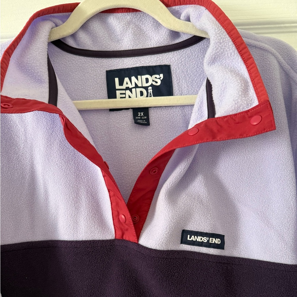 Lands' End 2X Women's Heritage Fleece Snap Neck Pullover 💜 - Picture 4 of 8